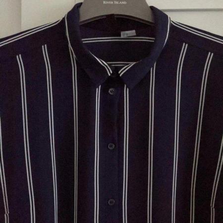 Image 3 of H&M Long Stripe Shirt EU42/UK 14 Tunic Top Long Sleeve B