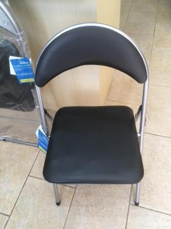 Image 2 of Two Folding Black PVC Padded Chairs (New)