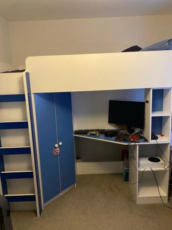 Image 2 of Miami high sleeper bed with wardrobe and desk