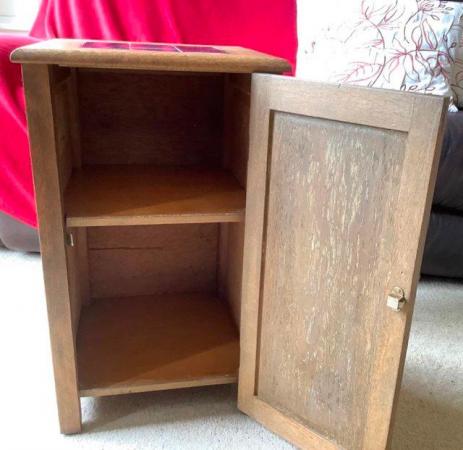 Image 2 of Old Bedside cabinet, with an unique top