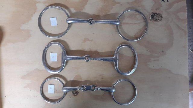 Preview of the first image of Selection of 51/2" stainless steel snaffle bits.
