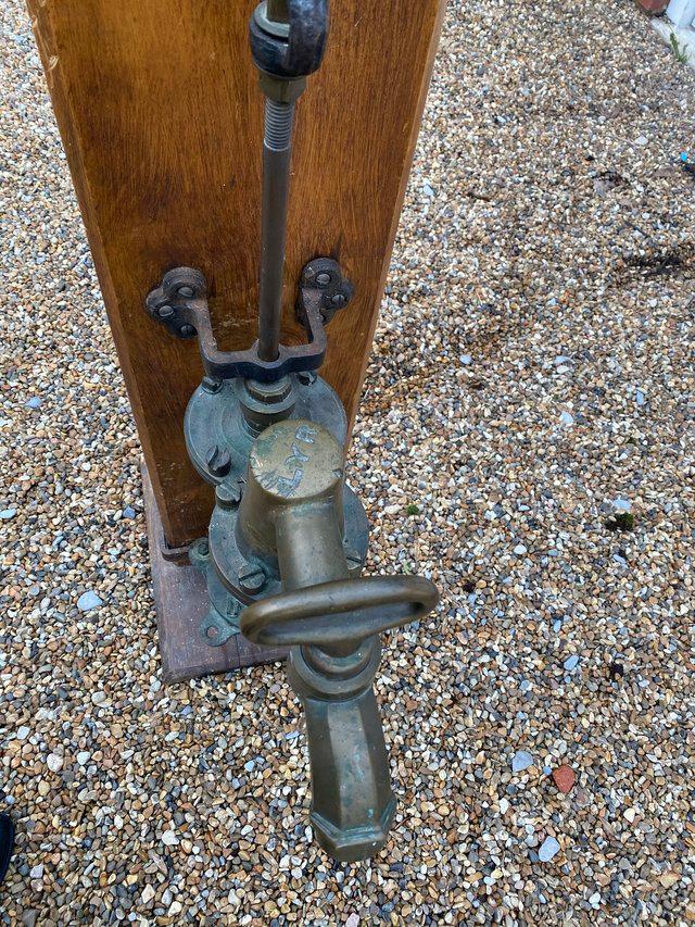 Preview of the first image of Antique Manual Brass Water Pump /Brass, Cast Iron/ Wood).