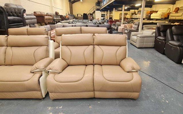 Image 10 of La-z-boy Raleigh cream leather 3+2 seater sofas
