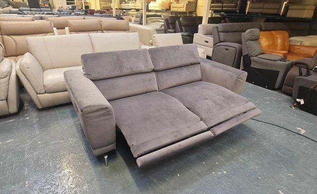 Image 3 of New Sienna grey fabric electric recliner 3 seater sofa