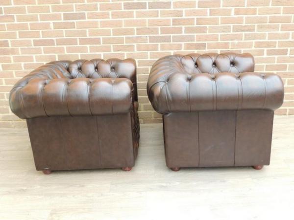 Image 12 of Pair of Fully Buttoned Chesterfield Armchairs (UK Delivery)