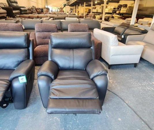 Image 8 of La-z-boy brown leather electric recliner armchair