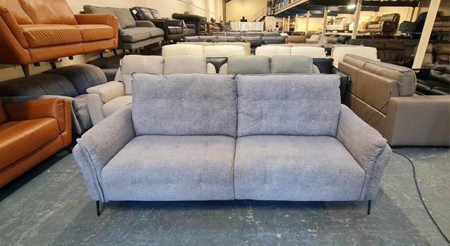 Image 5 of Bolzano grey fabric electric recliner 3 seater sofa