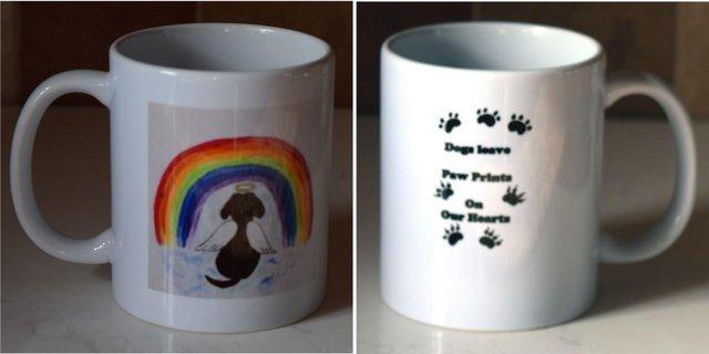 Preview of the first image of ‘WAITING BY RAINBOW BRIDGE’ LOSS OF A PET DOG MEMORIAL MUG.