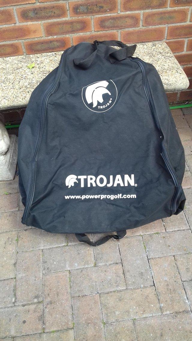 Preview of the first image of Trojan golf trolley cover/zipped bag.