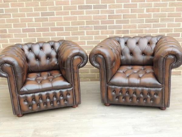 Image 6 of Pair of Fully Buttoned Chesterfield Armchairs (UK Delivery)