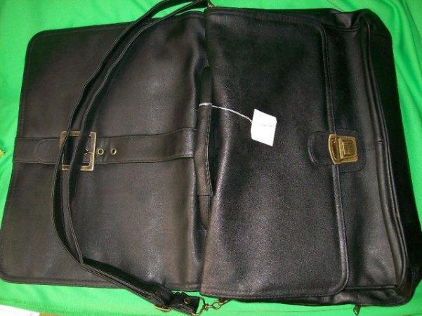 Image 1 of Black Synthetic "Briefcase" type Handle & Shoulder Strap Bag