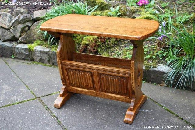 Image 57 of AN OLD CHARM VINTAGE OAK MAGAZINE RACK COFFEE LAMP TABLE