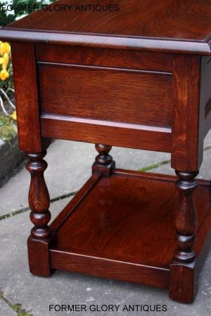Image 45 of AN OLD CHARM TUDOR BROWN CARVED OAK BEDSIDE PHONE LAMP TABLE