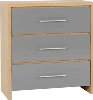 Preview of the first image of SEVILLE 3 DRAWER CHEST - GREY GLOSS.