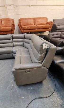 Image 14 of La-z-boy Winslow grey leather electric recliner corner sofa