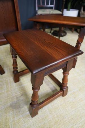 Image 10 of Vintage Old Charm Nested Tables Solid Oak Early 21st Century
