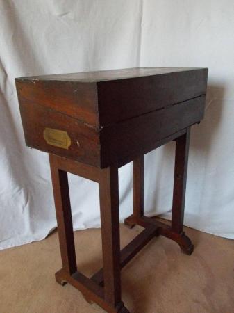 Image 8 of Victorian Oak writing slope on stand, mini desk sewing box