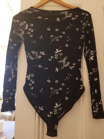 Image 3 of Boohoo Women's Black Floral Long Sleeved Bodysuit - unworn