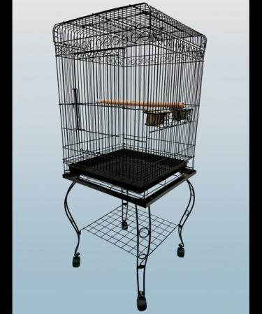 Image 3 of Parrot-Supplies Hawaii Parrot Cage With Stand Black