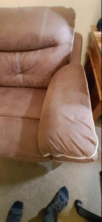 Image 8 of Large L-shape Chaise/Sofa in brown fabric - less than 3 year