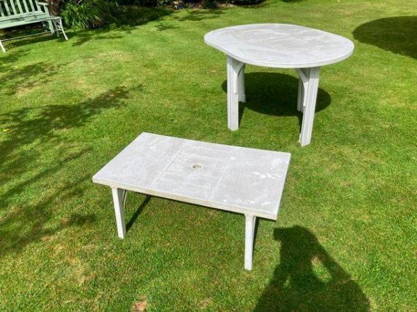 Image 1 of Extra Strong White Patio tables & 2 chairs