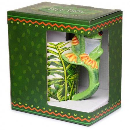 Image 3 of Ceramic Jungle Mug with Tree Frog Handle. Free uk Postage