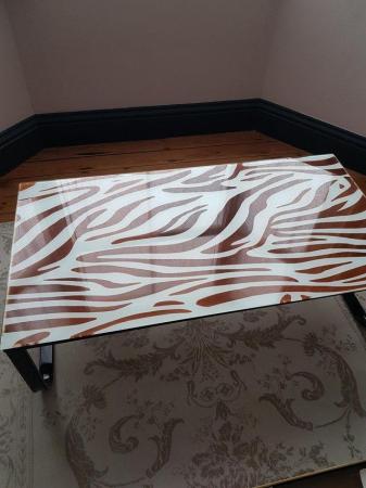 Image 2 of Zebra effect Coffee table/glass top