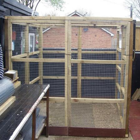 Image 1 of CATTERY 6' H X 6' W X 6' L 2"X 2" FRAME TANALISED WOOD 19g G
