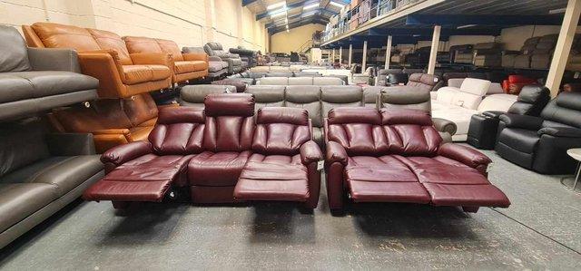 Image 3 of La-z-boy Georgina burgundy leather electric 3+2 seater sofas