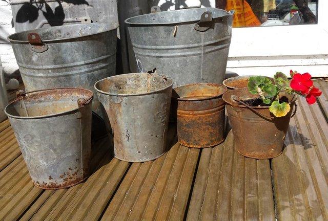 Image 3 of Shabby-Chic Galvanized Plant & Flower Containers