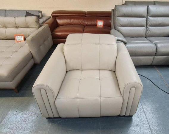 Image 10 of Alessio light grey/cream electric recliner armchair