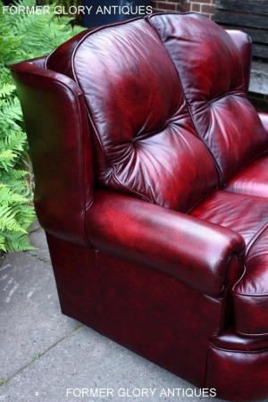 Image 61 of SAXON OXBLOOD RED LEATHER CHESTERFIELD SETTEE SOFA ARMCHAIR