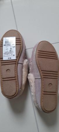 Image 2 of GIRLS LEATHER FUR LINED SLIPPERS