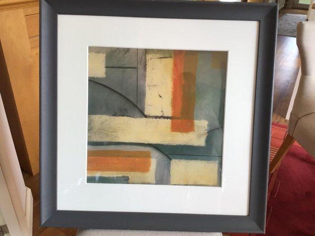 Preview of the first image of Abstract print grey wooden frame.