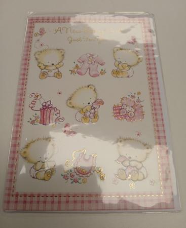 Image 1 of New baby girl card with envelope