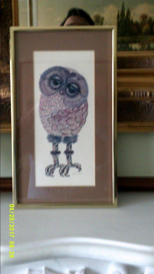 Preview of the first image of Picture Of OWL. Mounted in a brass frame. Price £15.