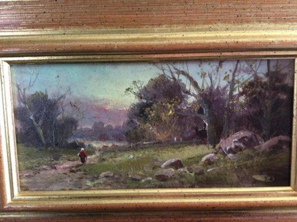 Image 2 of Oil painting of lonely female walking in countryside