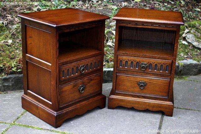 Image 48 of A PAIR OF OLD CHARM LIGHT OAK BEDSIDE CABINETS LAMP TABLES