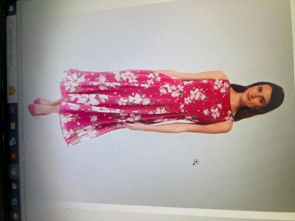 Image 1 of Hobbs Carly Floral Midi Dress Pink Size 14