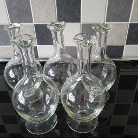 Image 3 of Clear Glass hand-blown carafes 5 large 2 small