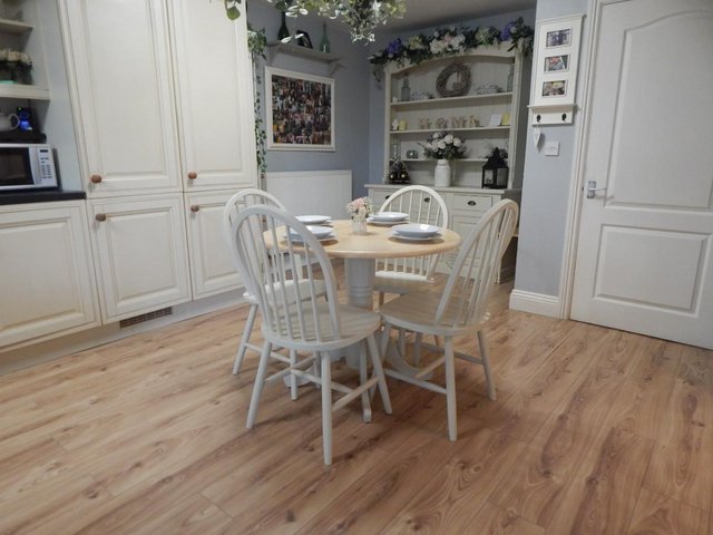 Preview of the first image of Dropleaf Kitchen / Dining table & 4 chairs , Beech , Vintage.