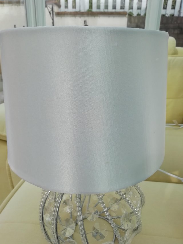 Preview of the first image of Two Crystal Table Lamps with Satin Shades.