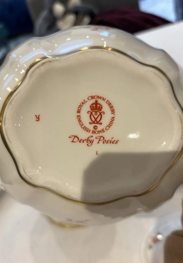 Preview of the first image of Crown Derby fine china tea set for 8.