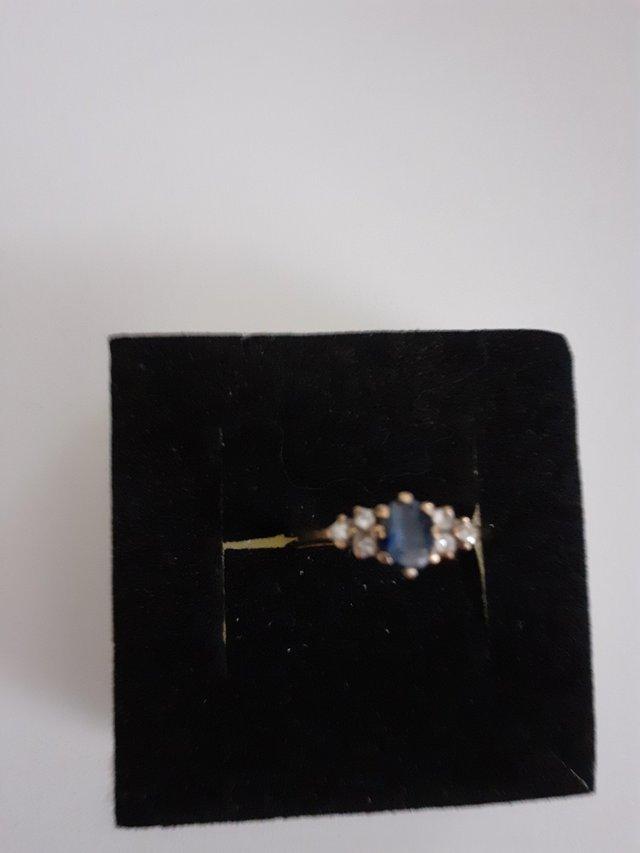Preview of the first image of Sapphire and diamond gold ring.