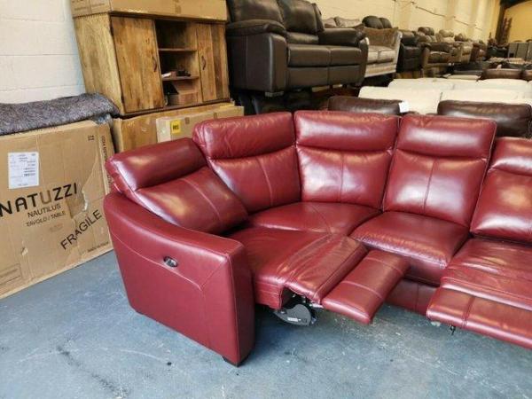 Image 5 of Midi berry red leather electric recliner corner sofa