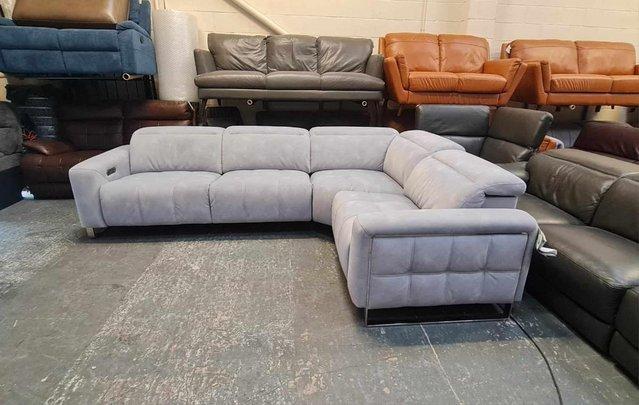 Image 14 of Marvella light blue fabric electric recliner corner sofa