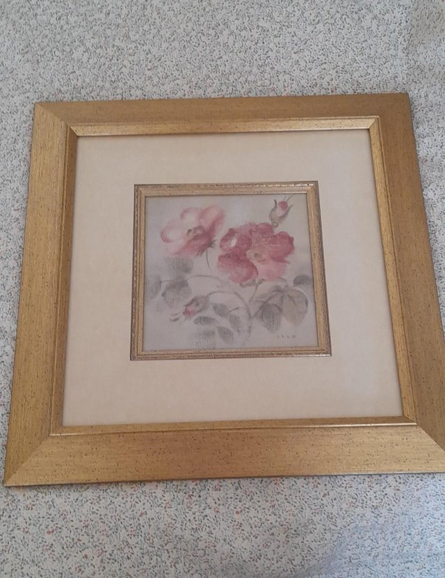 Preview of the first image of Roses in a Gold Frame 39cms square.