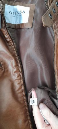 Image 1 of Mens Guess brown faux leather jacket size XXL