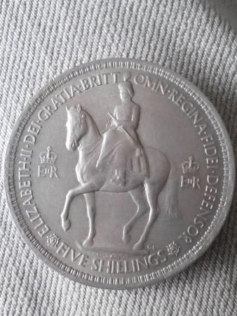 Image 1 of Coronation five shilling coin 1953
