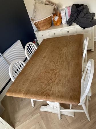 Image 1 of Solid farm house style dining table & 4 chairs